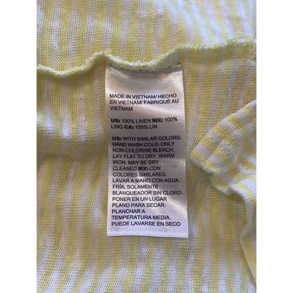 Chicos Womens Yellow Striped Linen Drop Shoulder Tunic Top Size 2 Large - Picture 8 of 10